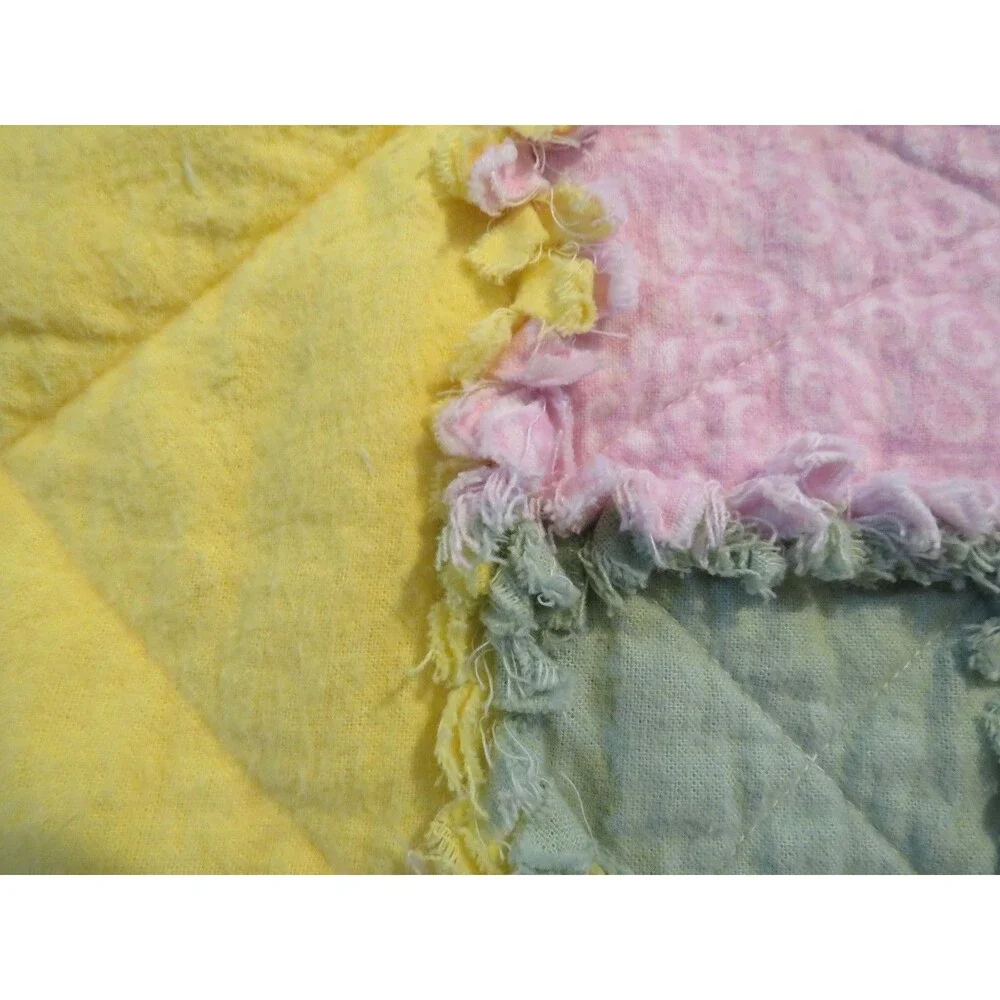 Flannel Rag Quilt With Batting, 50 X 44, Floral Scrappy Rag Quilt Throw